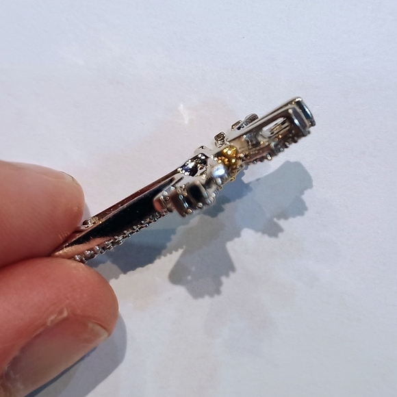 Sterling Silver Gold Plated White Diamond Cross Pendant - Picture 3 of 3